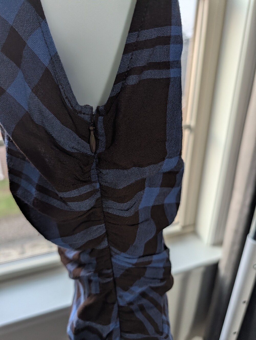 ALC Blue Plaid Iggy Dress - Asymmetrical Punk Sleeveless Maxi - Picture 11 of 16